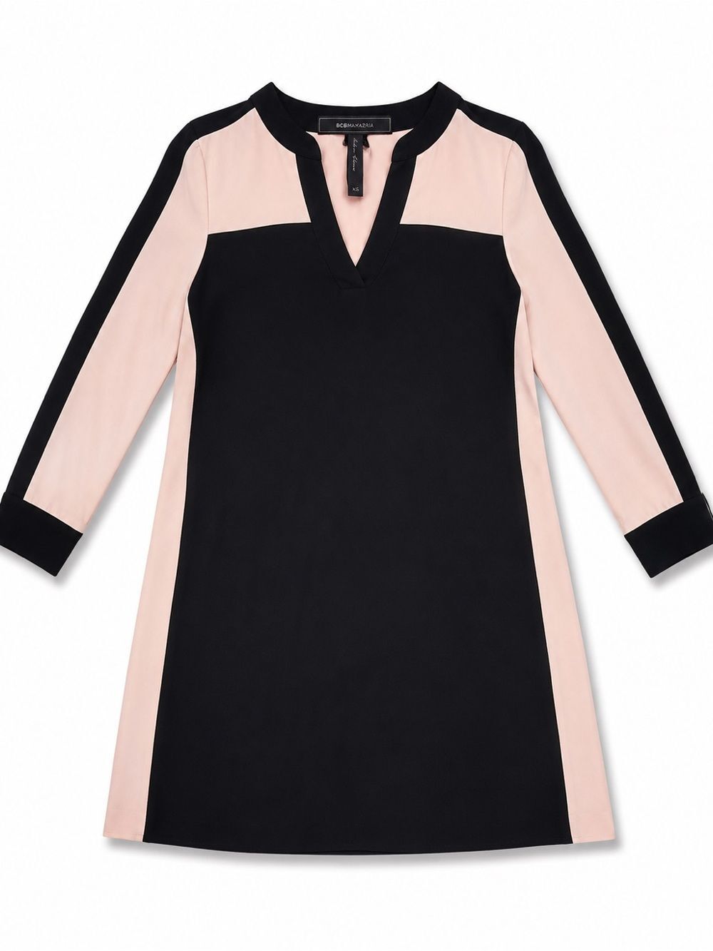 NWT BCBGMAXAZRIA XS Colorblock Shift Dress Black Blush 3/4 Sleeve $26